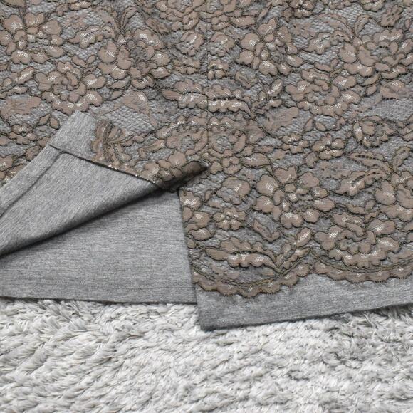 Loft Women's Size 4 Straight & Pencil Skirt Brown Nylon Zip Floral - Picture 6 of 8